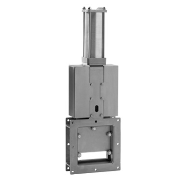 Uni-directional square port fabricated knife gate valve for discharge, material and bulk handling applications