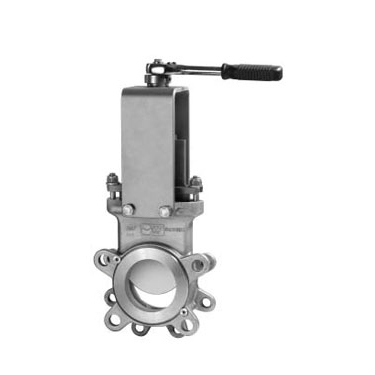 Unidrectional wafer style knife gate valve for transmitter isolation